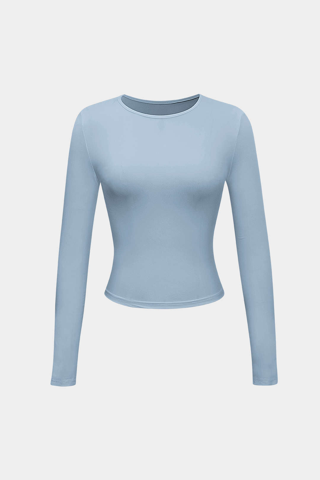 "Basic Solid Round Neck Long Sleeve Top"