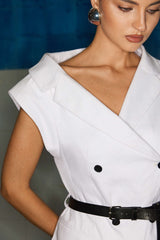 "Asymmetrical Neck Belted Vest"