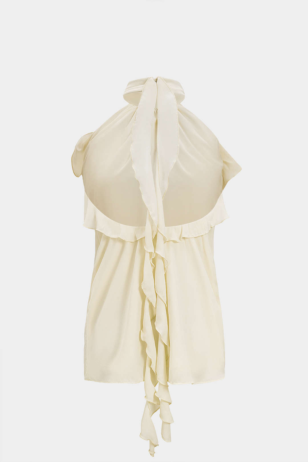 "Chiffon Halter Neck Ruffle Backless Tank Top"