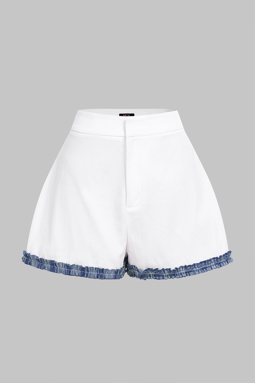 "Contrast Zipper Wide Leg Shorts"