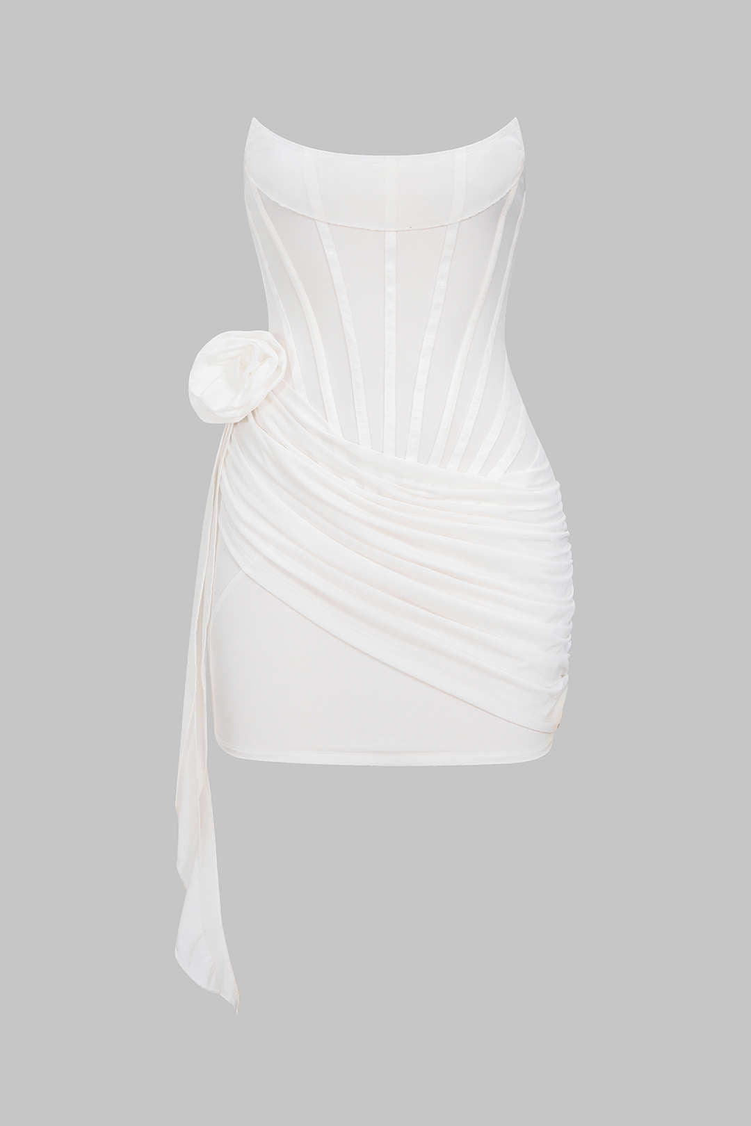 "3D Floral Ruffle Corset Mini Dress"