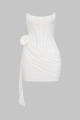 "3D Floral Ruffle Corset Mini Dress"