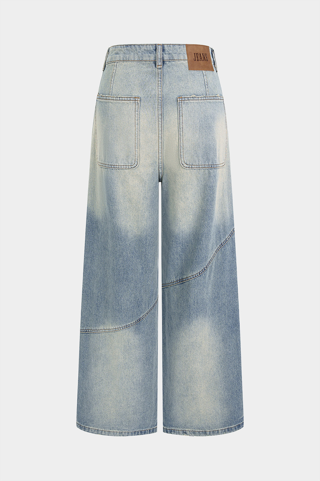 "Denim Asymmetrical Zipper Pocket Straight Leg Jeans"
