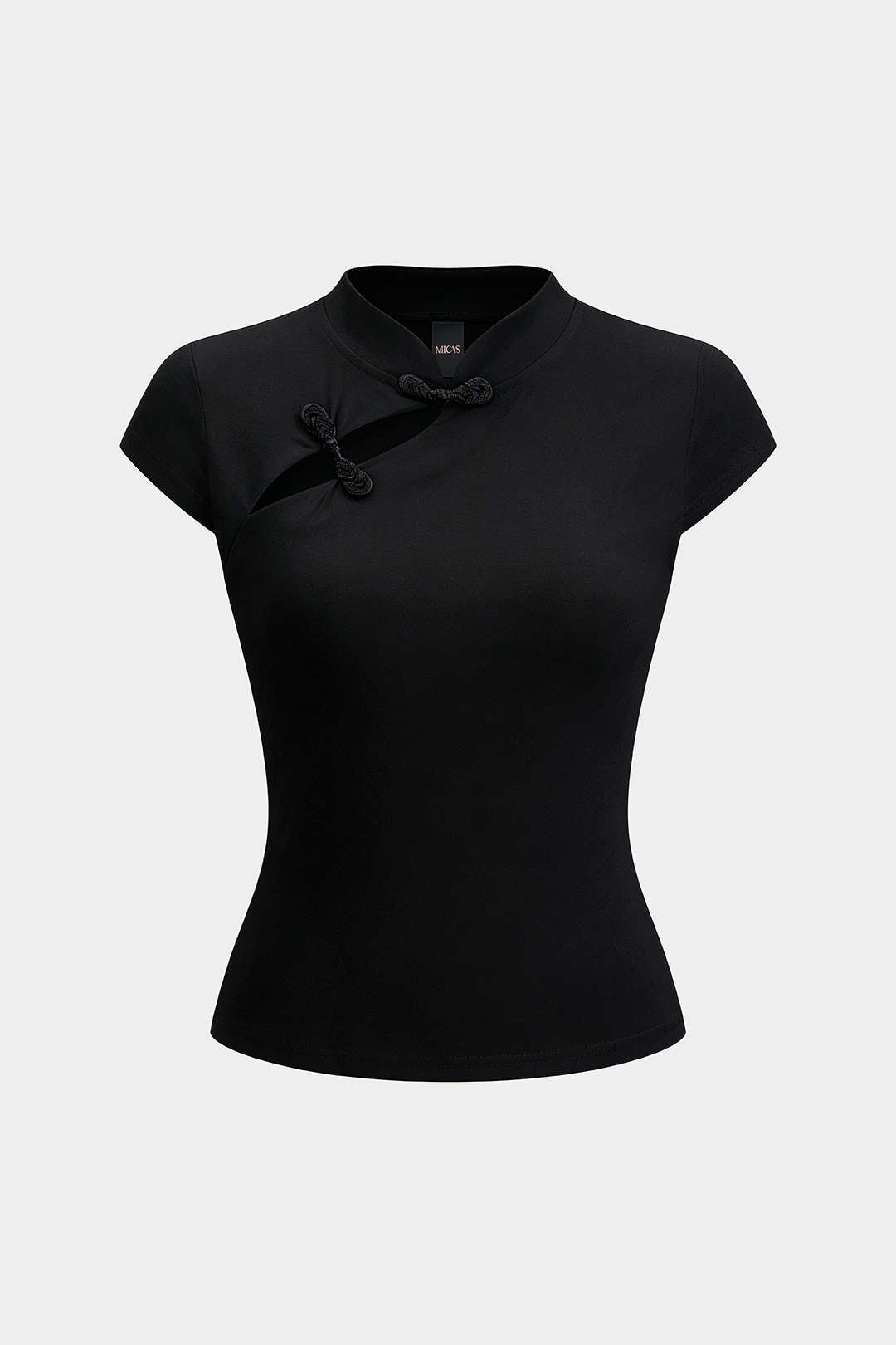 "Contrast Frog Button Cut Out Short Sleeve T-Shirt"