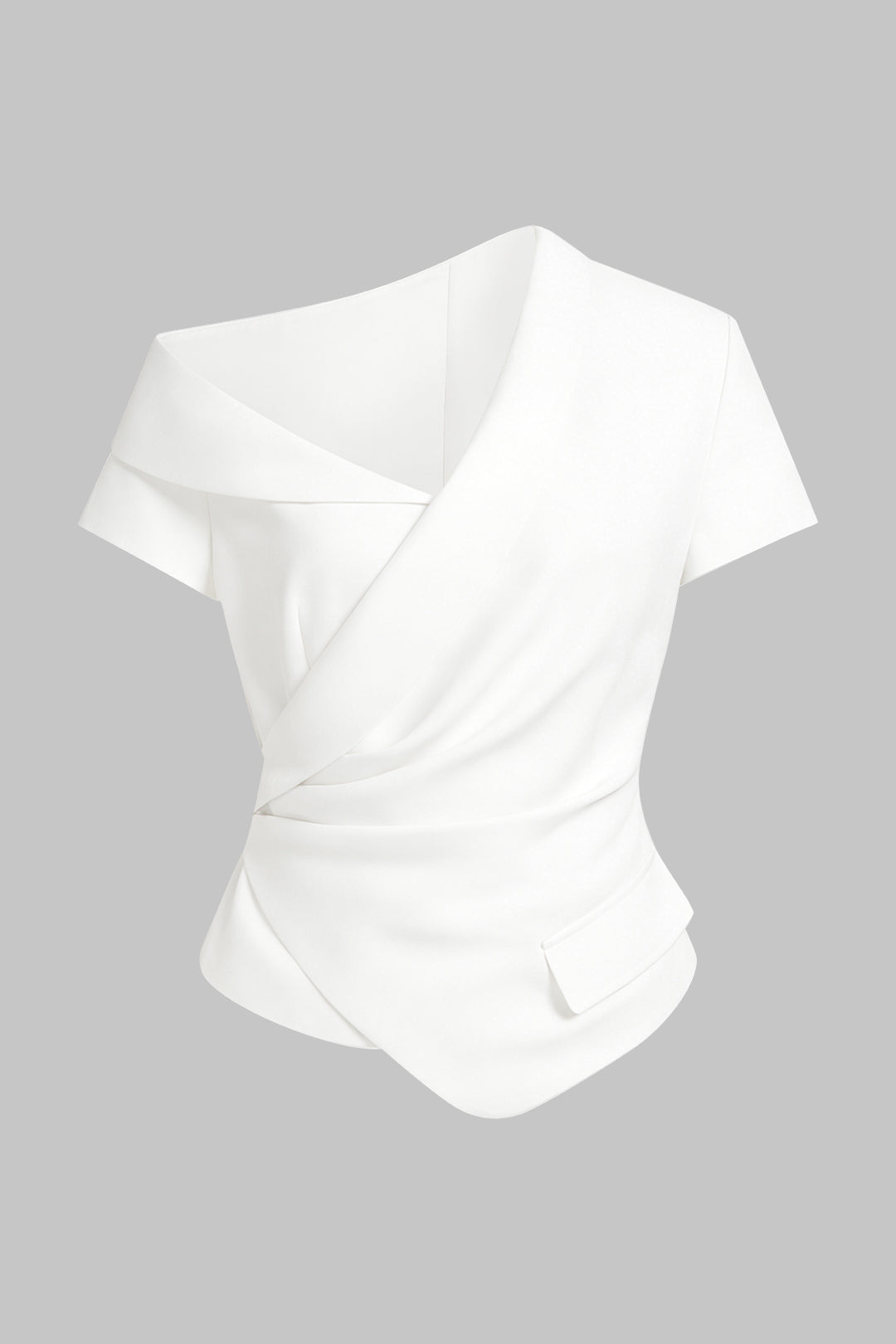 "Asymmetrical One Shoulder Ruched Top"