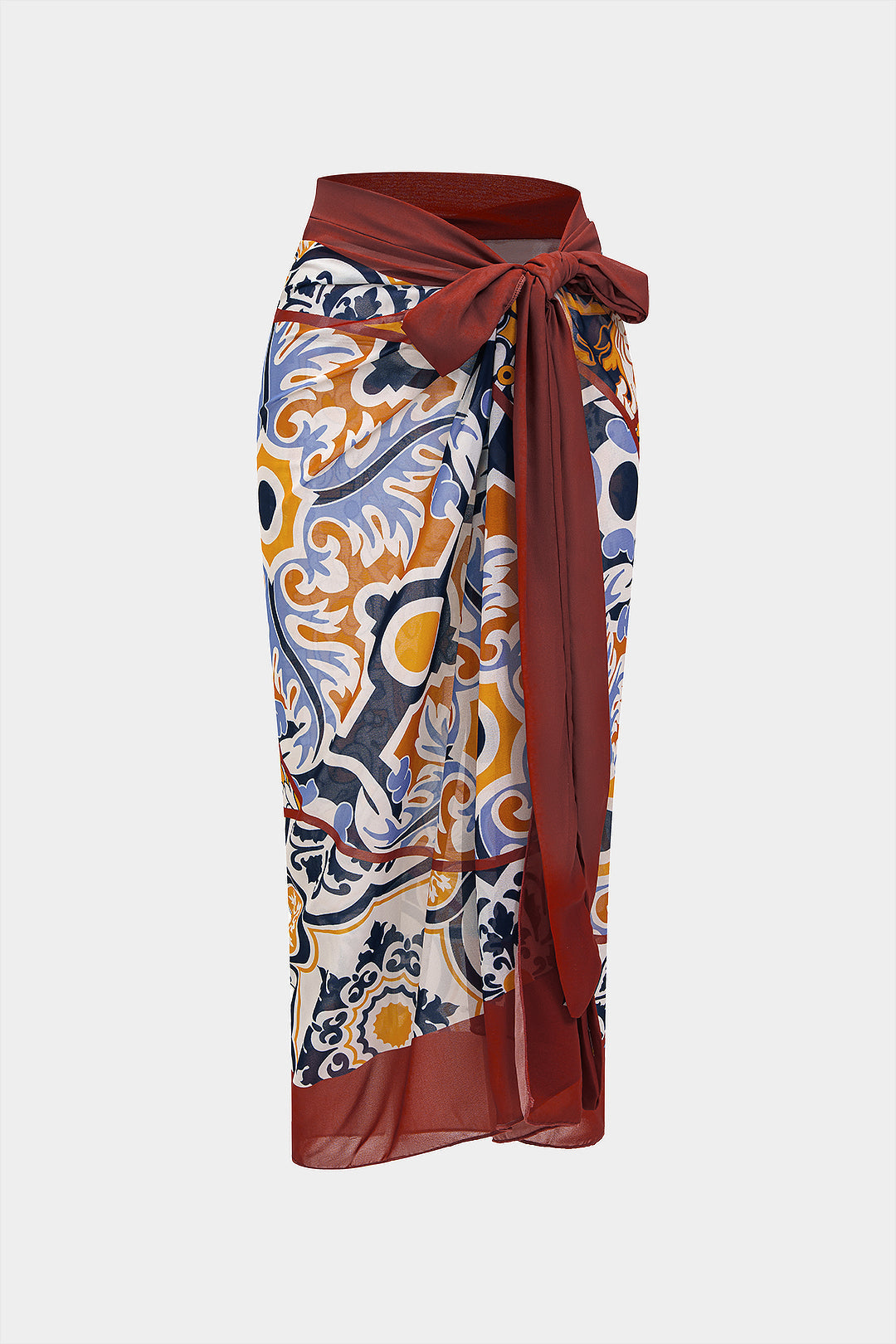 "Contrast Print Chiffon Bikini Bottom"