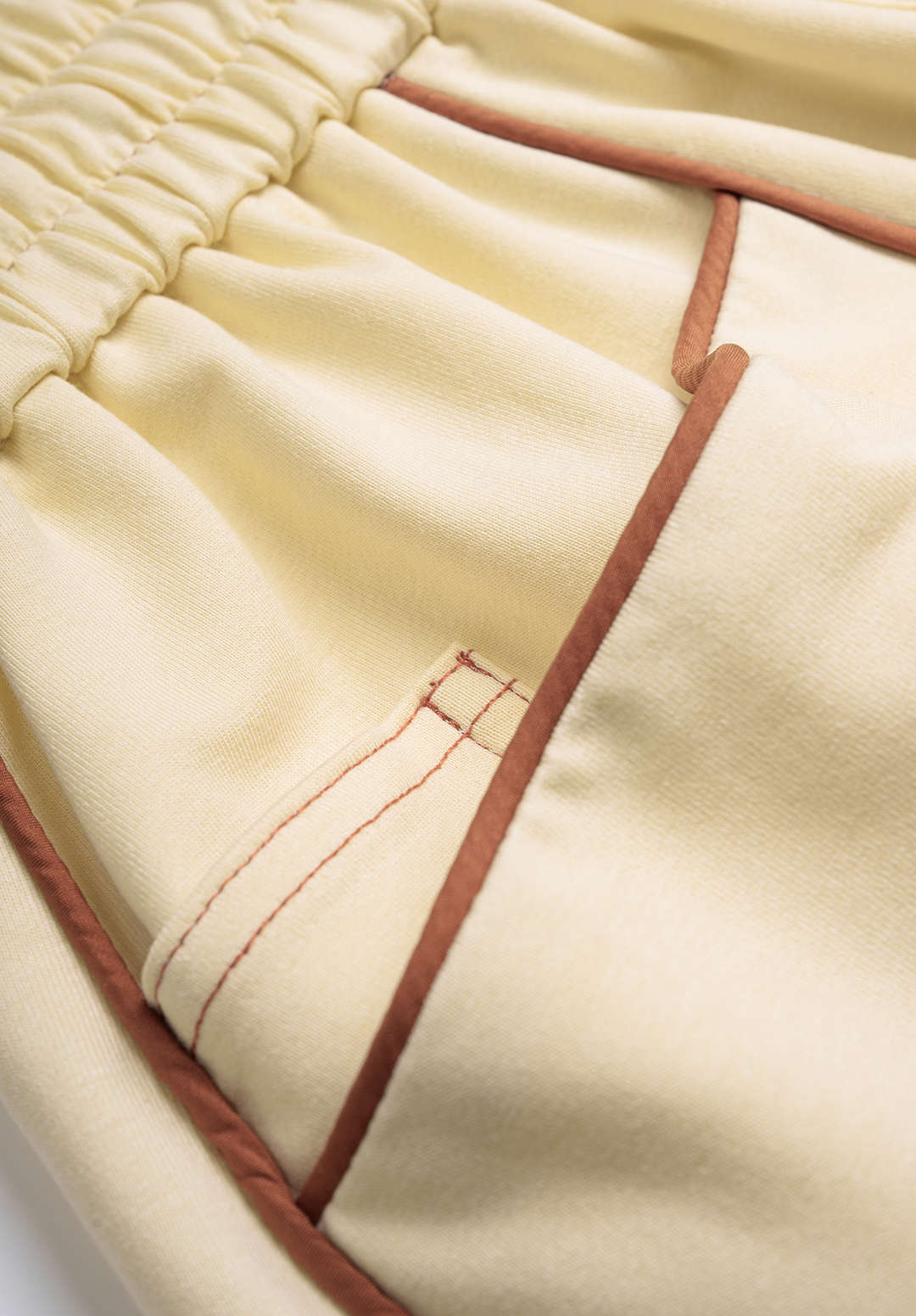 "Contrast Shirred Waistband Drawstring Wide Leg Pants"