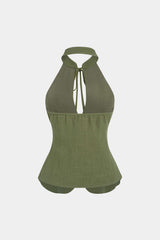 "Cut Out Tie-Up Backless Tank Top"