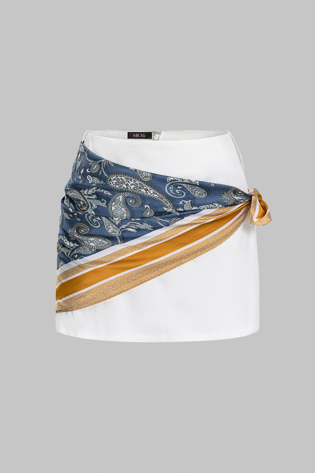"Artistic Print Asymmetrical Tie-Up Skirt"