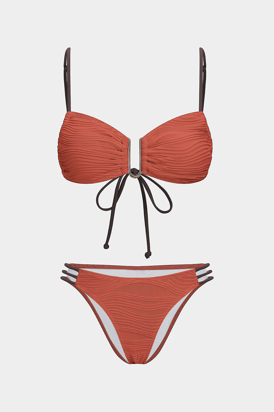 "Contrast Tie-Up Bikini Set"