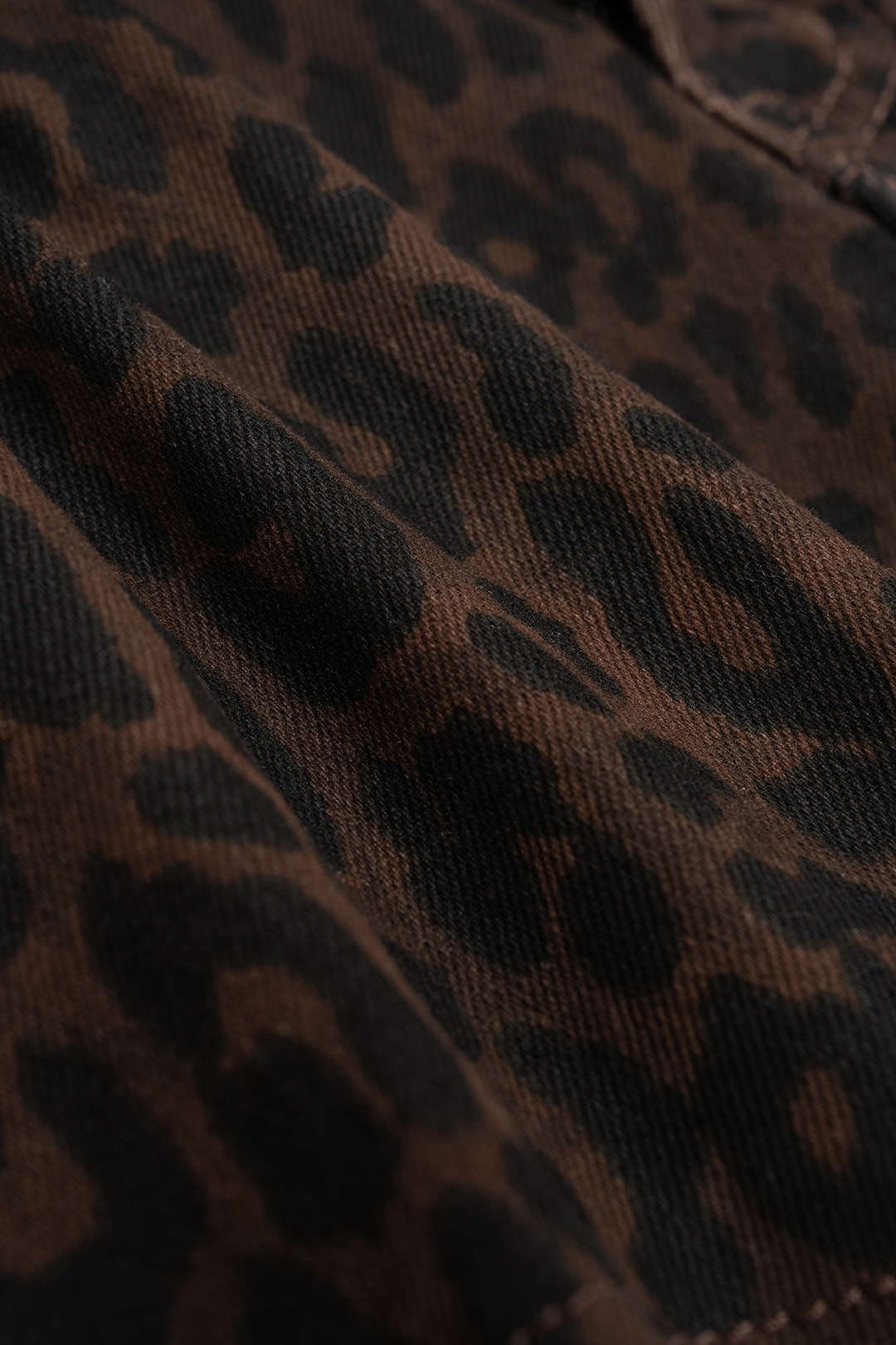 "Denim Leopard Print High Waist Shorts"