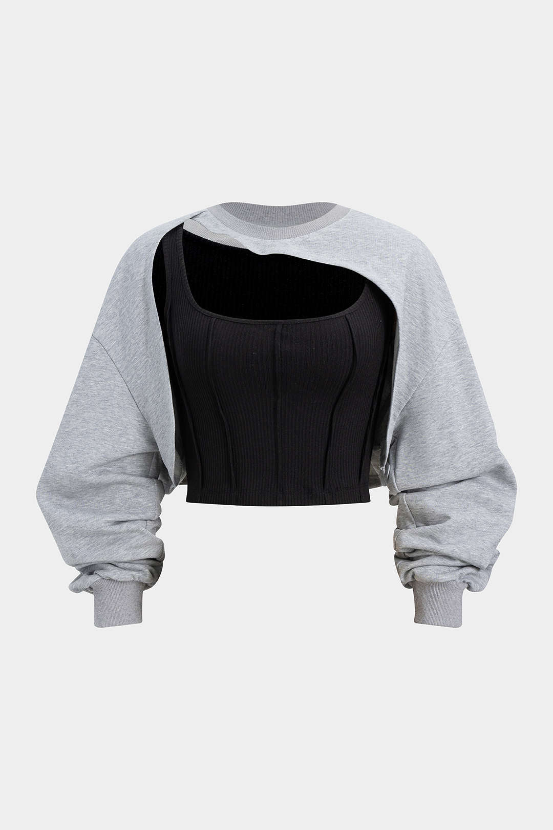 "Contrast Asymmetrical Long Sleeve Sweatshirt"