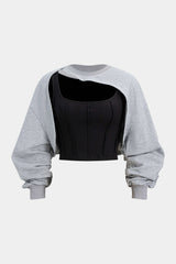 "Contrast Asymmetrical Long Sleeve Sweatshirt"