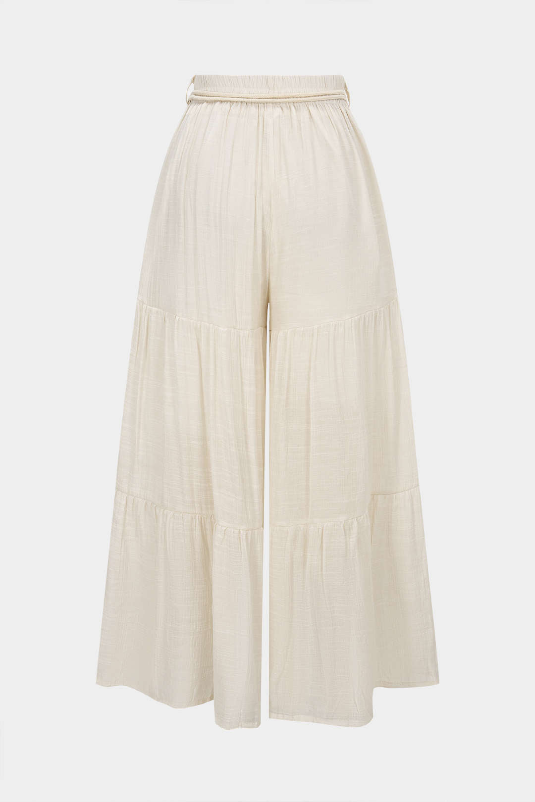 "Belted Ruched High Waist Wide Leg Pants"
