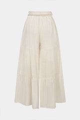 "Belted Ruched High Waist Wide Leg Pants"