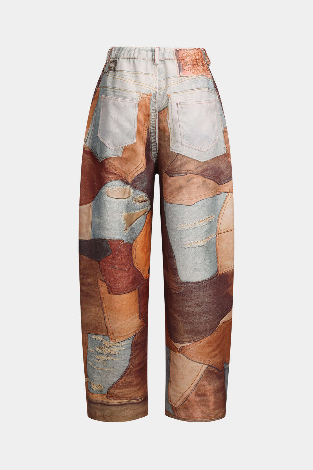 "Color Block Button Wide Leg Trousers"