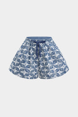 "Denim Drawstring Shorts"