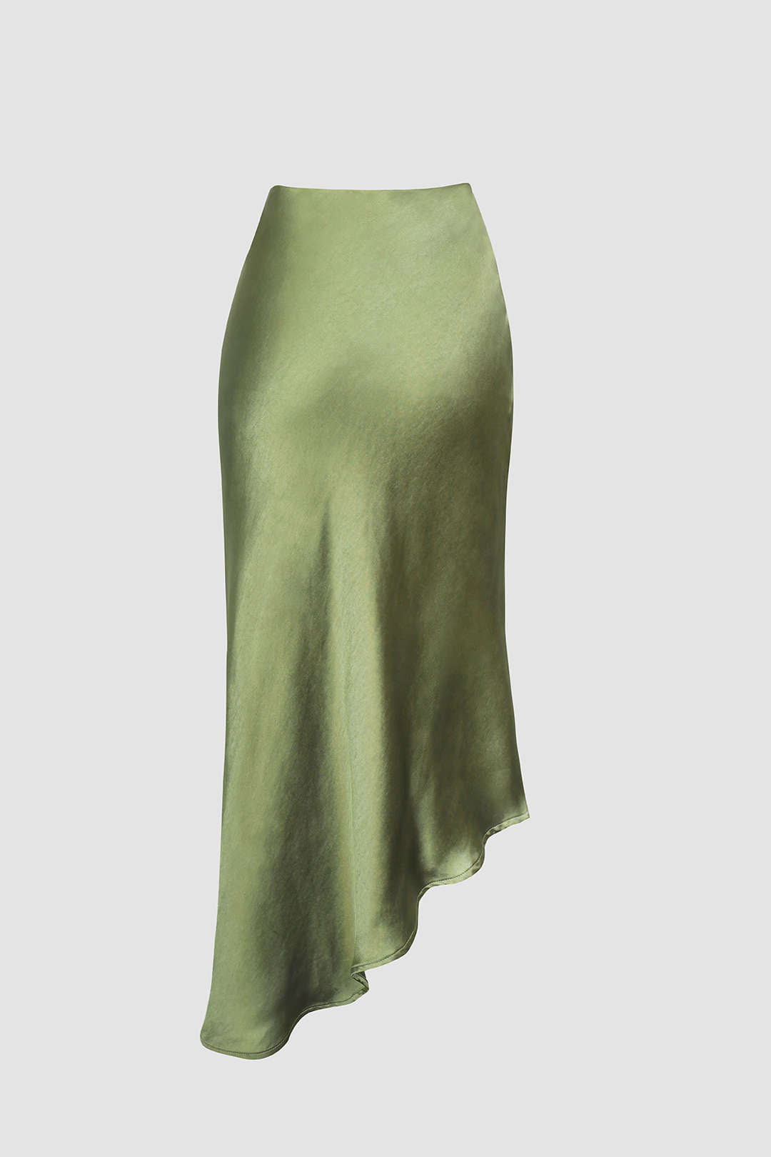 "Asymmetric Hem Split Button Decor Skirt"