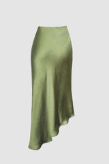 "Asymmetric Hem Split Button Decor Skirt"
