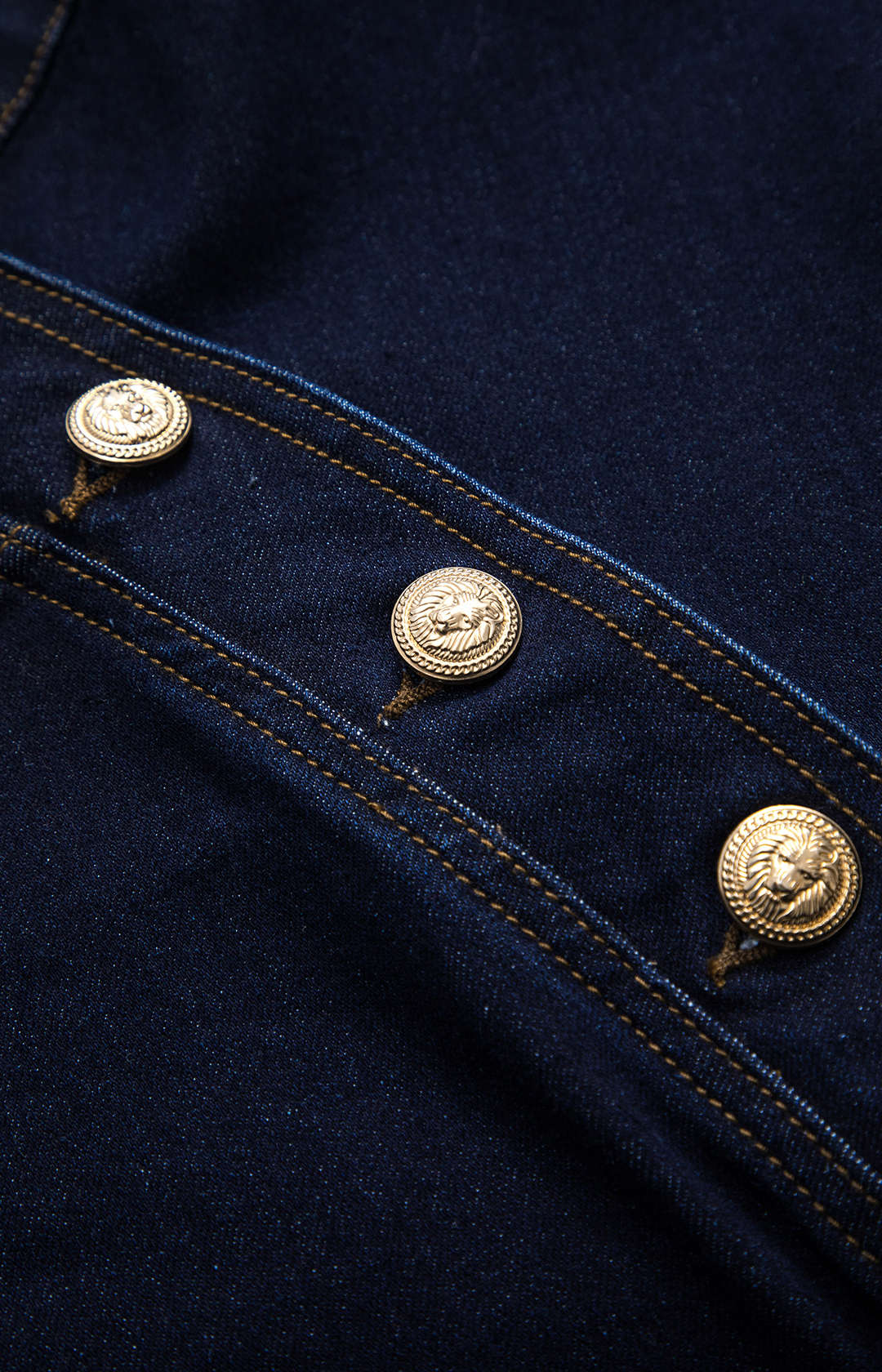 "Denim Asymmetry Button Skirt"