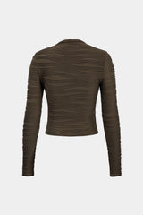 "Basic Textured Long-Sleeve Top"