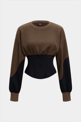 "Contrast Asymmetrical Round Neck Sweatshirt"