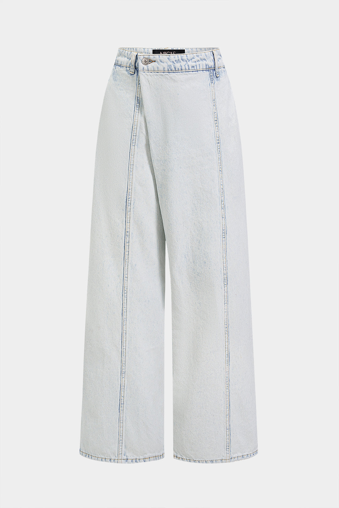 "Denim Asymmetrical Straight Leg Jeans"