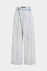 "Denim Asymmetrical Straight Leg Jeans"