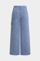 "Denim Bow Tie-Up Straight Leg Jeans"