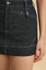 "Denim Button Mini Skirt"