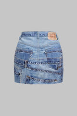 "Abstract Print Washed Skirt"