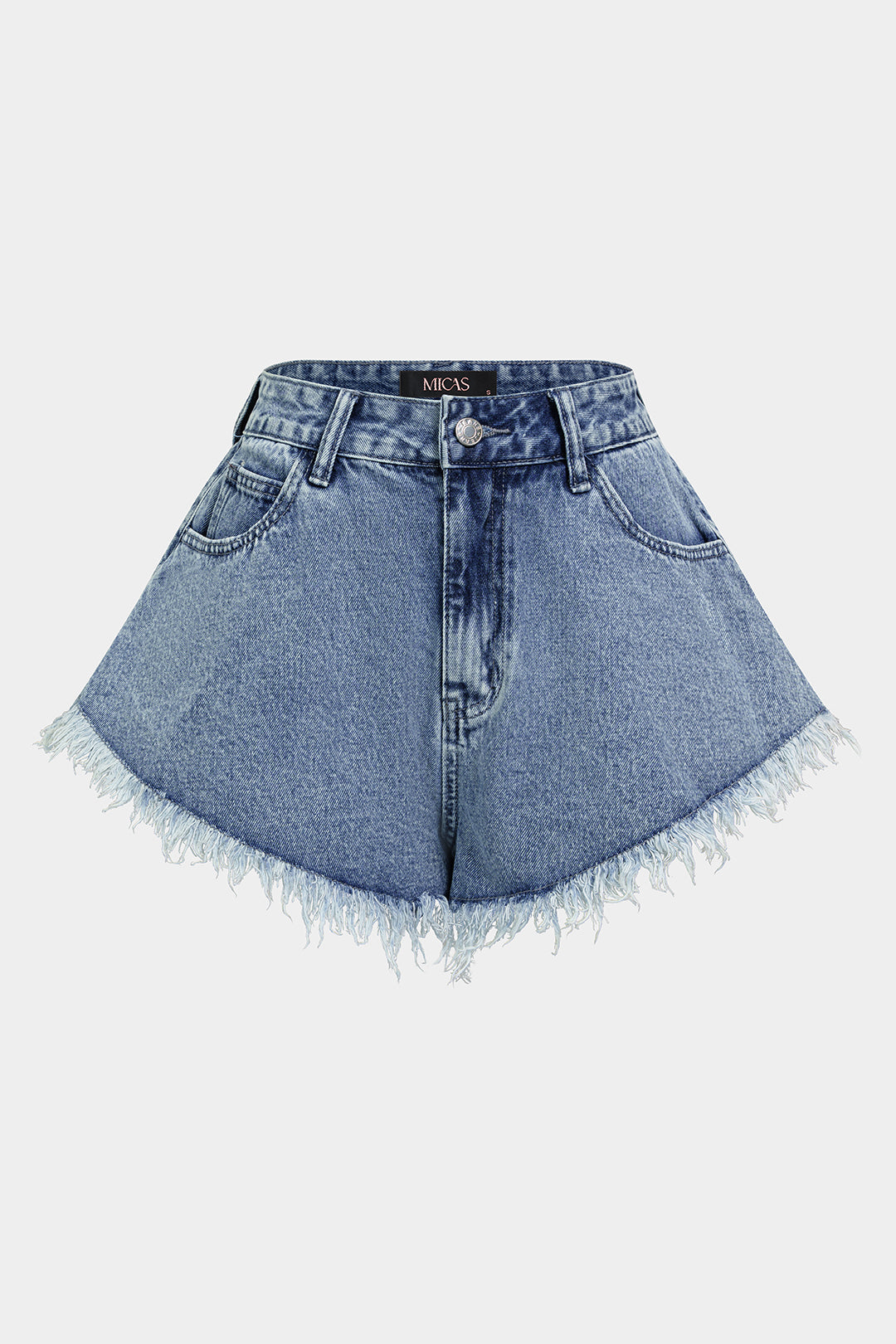 "Denim Frayed Wide Leg Shorts"