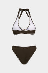 "Contrast Binding Halter Neck Bikini Set"