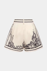"Artistic Print Satin Shorts"