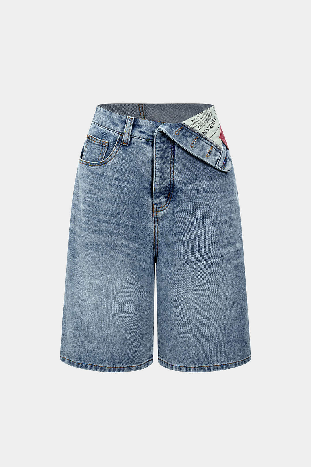 "Denim Asymmetrical Pocket Shorts"