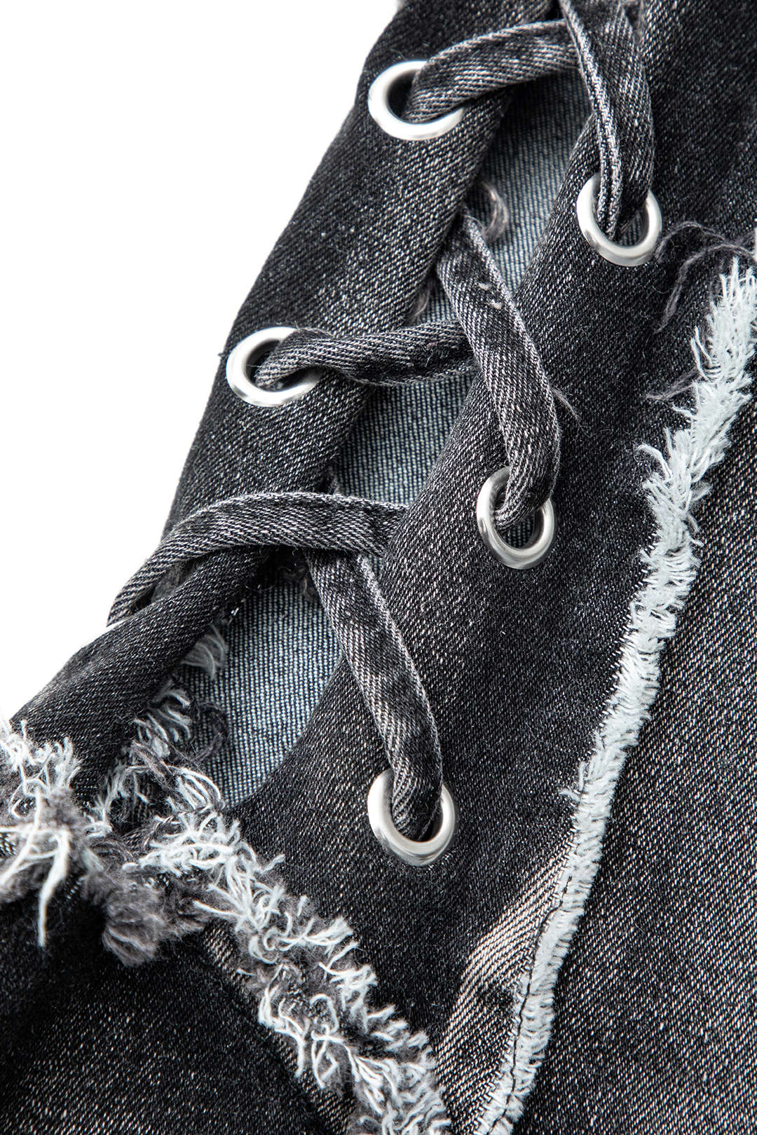 "Asymmetric Frayed Denim Mini Dress"
