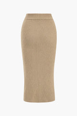 "Crossed Sweater Asymmetrical Midi Skirt"