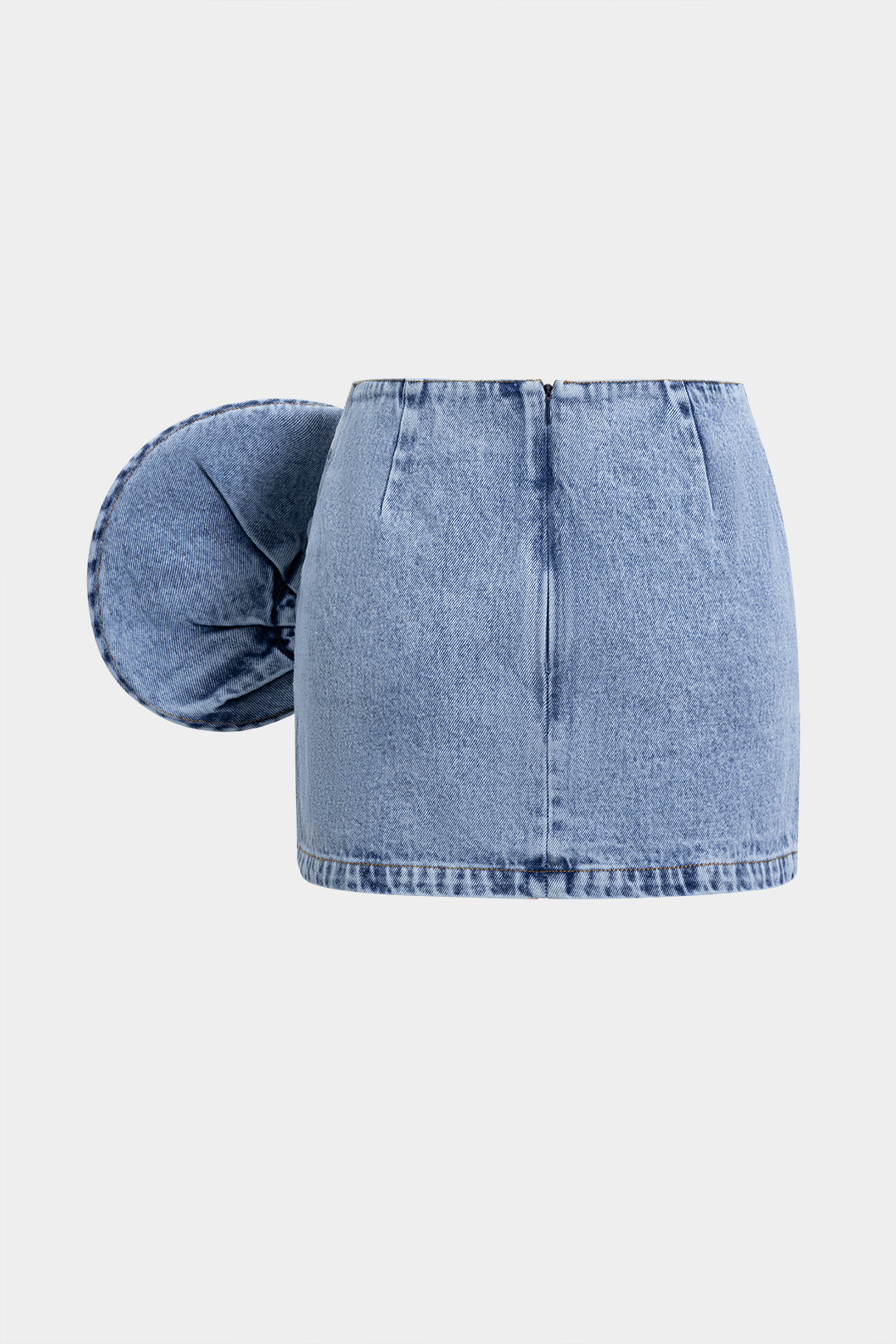 "Denim 3D Rotating Rose Shape Mini Skirt"