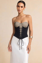 "Contrast Tie-Up Corset Tube Top"
