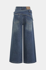 "Denim Asymmetrical Wide Leg Jeans"