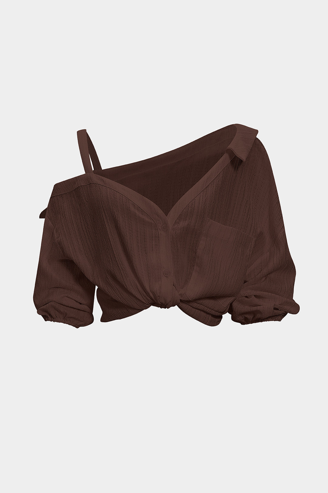 "Button Asymmetrical Backless Long-Sleeve Shirt"