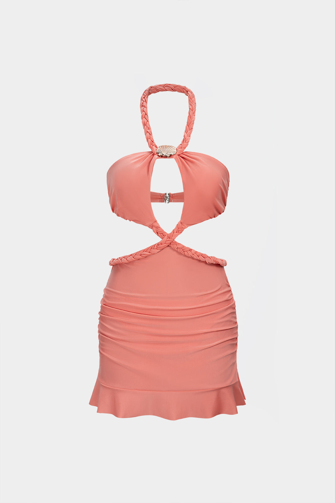 "Braided Halter Cut Out Sleeveless Mini Dress"