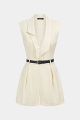 "Belted Asymmetrical Sleeveless Romper"