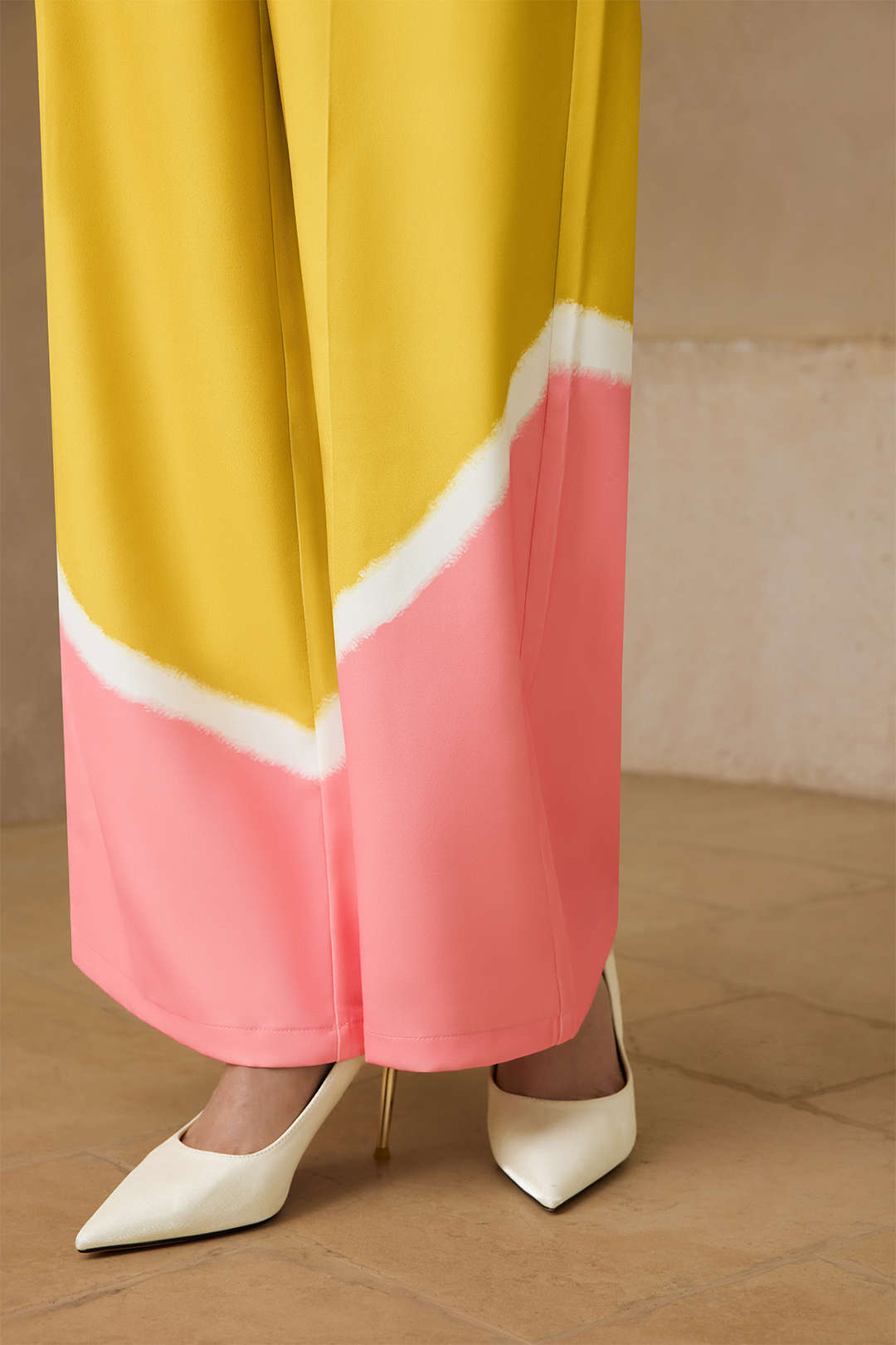 "Contrast Wide Leg Trousers"