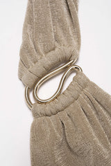 "Crossed Ruched Twist Knot Halter Sleeveless Top"