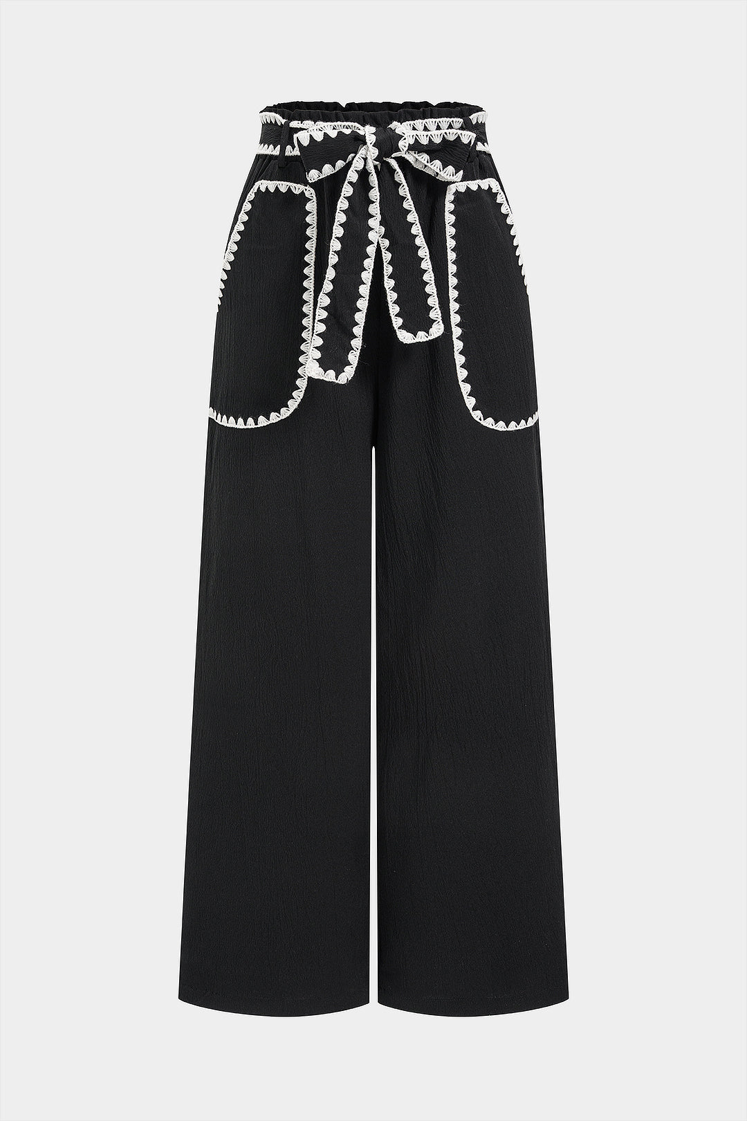"Contrast Binding Pocket Straight Leg Pants"