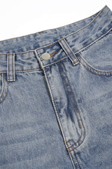"Denim Metallic Decor Wide Leg Jeans"