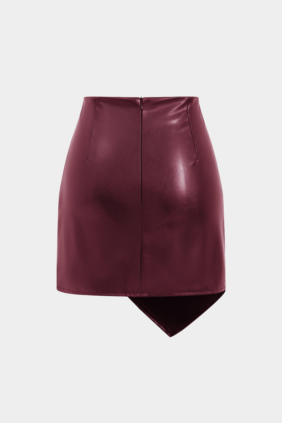 "Asymmetrical Faux Leather Ruched Skirt"