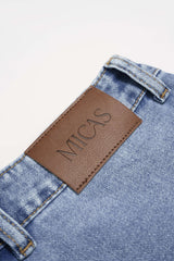 "Denim Asymmetrical Pocket Shorts"