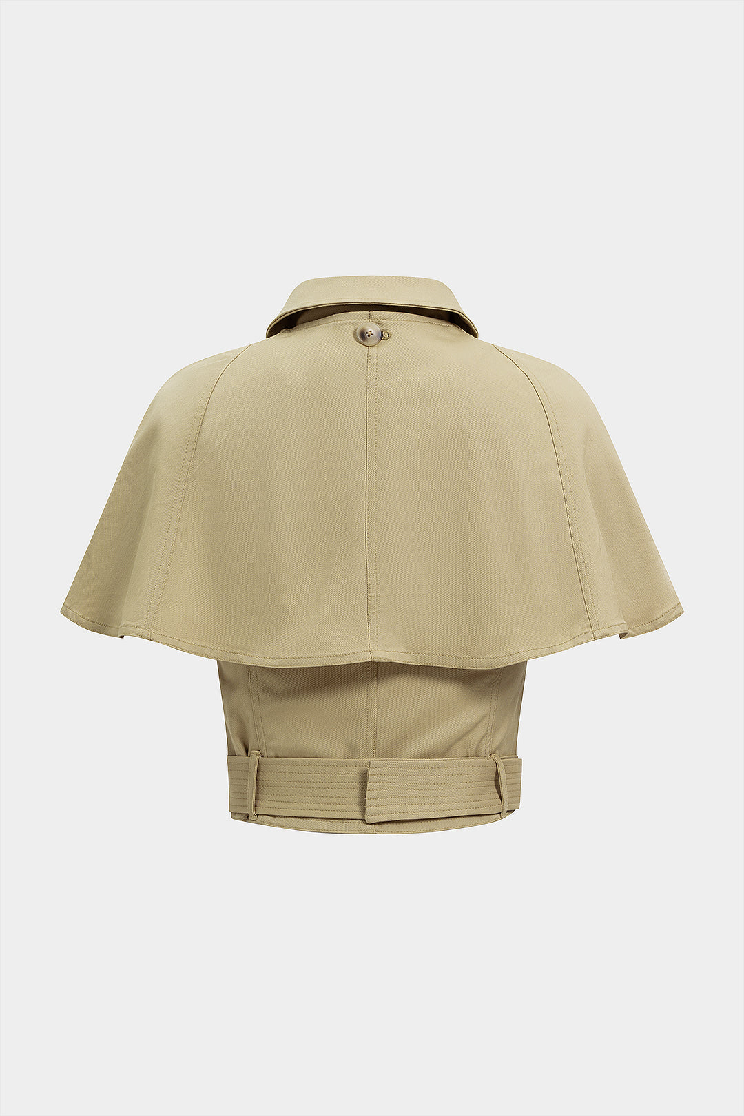 "Belted Button Shawl Stitching Detail Vest"